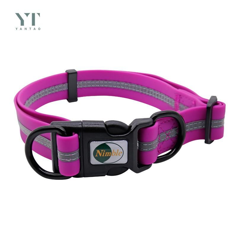 Wholesale Pet Supplies Reflective PVC Coated Nylon Strap Cute Custom Logo Dog Collar for Dogs