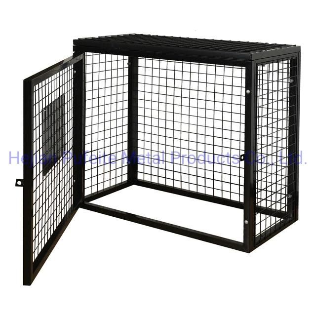 Black Powder Coated Wire Mesh Gas Cylinder Cages.