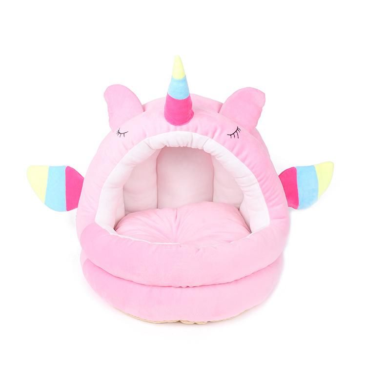 Animal Shape Unicorn Shape Shape Pet Bed Cat House Warmer Soft Pet Bed Sleeping Bag for Dog Cat