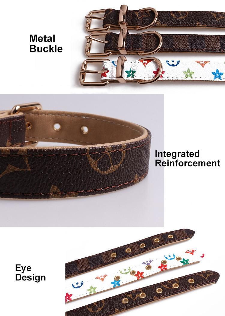 Luxury PU Leather Pet Collar Custom Colors Softly Padded Waterproof Classic Vegan Genuine Leather Dog Collar