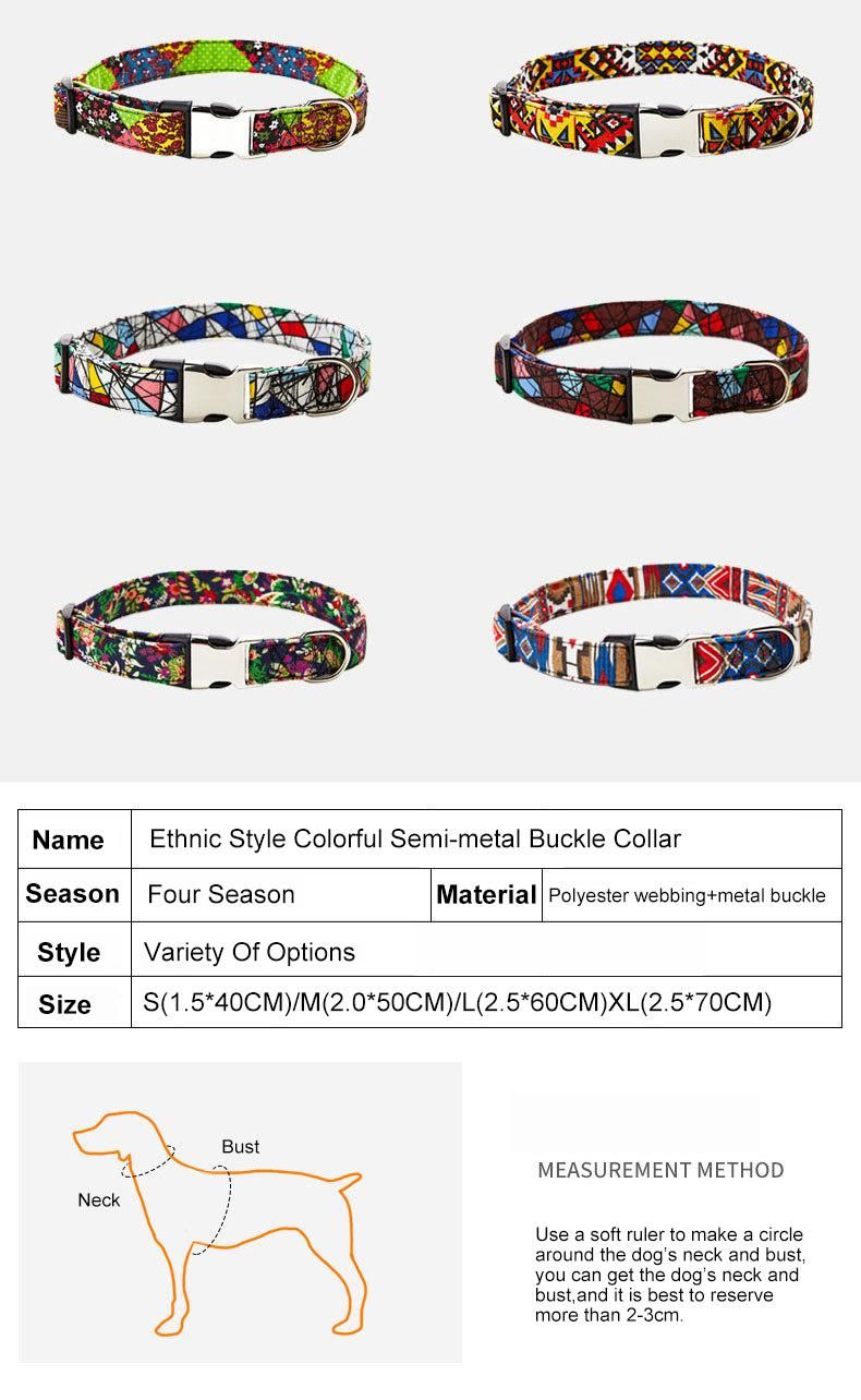 Manufacturer Customized Design Heat Transfer Teclnology Dog Collar, Metal Buckle Pet Collar