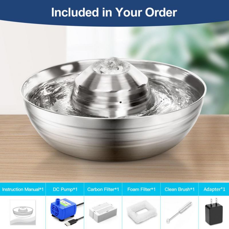 2L Automatic Pet Water Feeder Stainless Steel Water Fountain