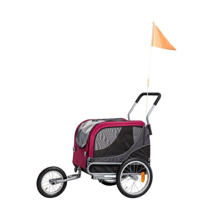 Pet Bike Stroller and Trailer for Dogs Foldable 2 in 1 Red Pet Bicycle Trailer and Jogger