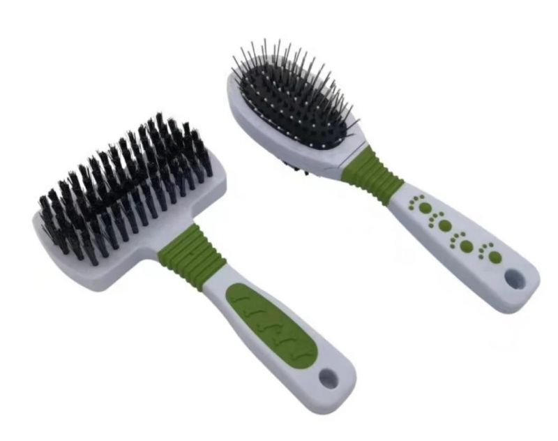 Pet Double-Sided Comb Pet Grooming Hair Brush for Dogs and Cats Green-S