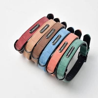 OEM Odmpet Collar Super Fiber Leather Letterable Dog Collar Adjustable Dog Tag Anti Loss Collar Pet Products