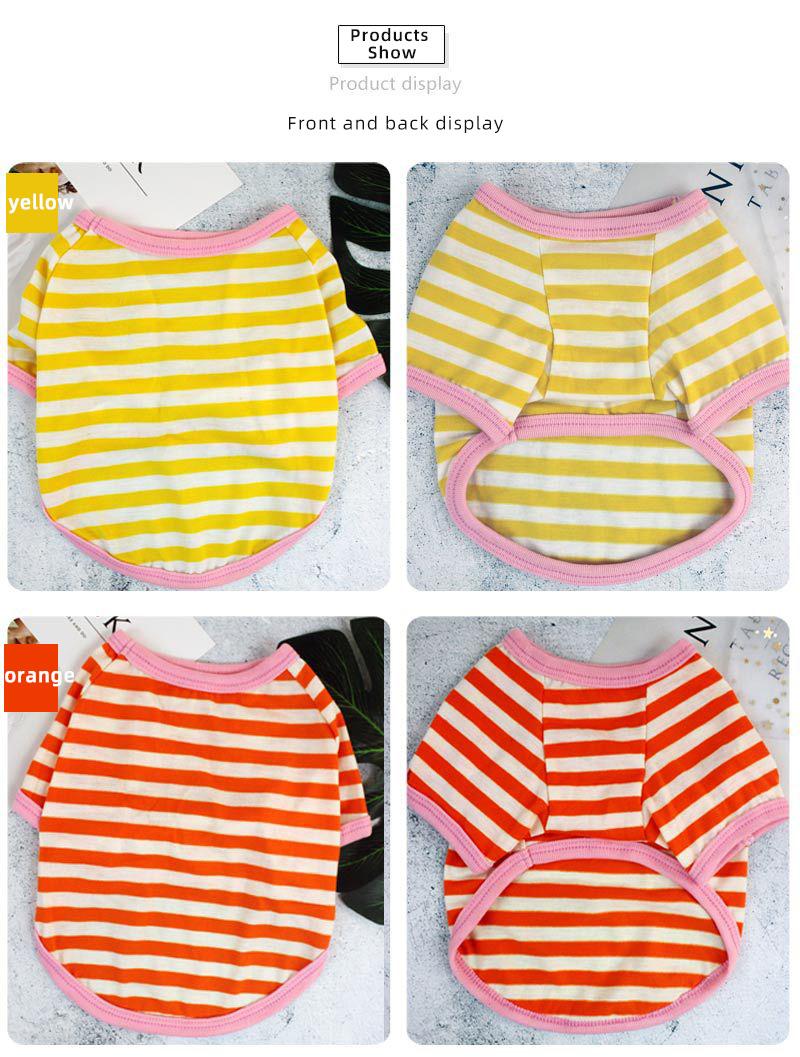 Wholesale Cotton Summer Round Collar Stripe Printed Cool Breathable Dog T Shirt