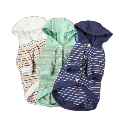 Customized Stripe Outdoor Hoodie Fastener Dog Accessories Apparel Pet Clothes