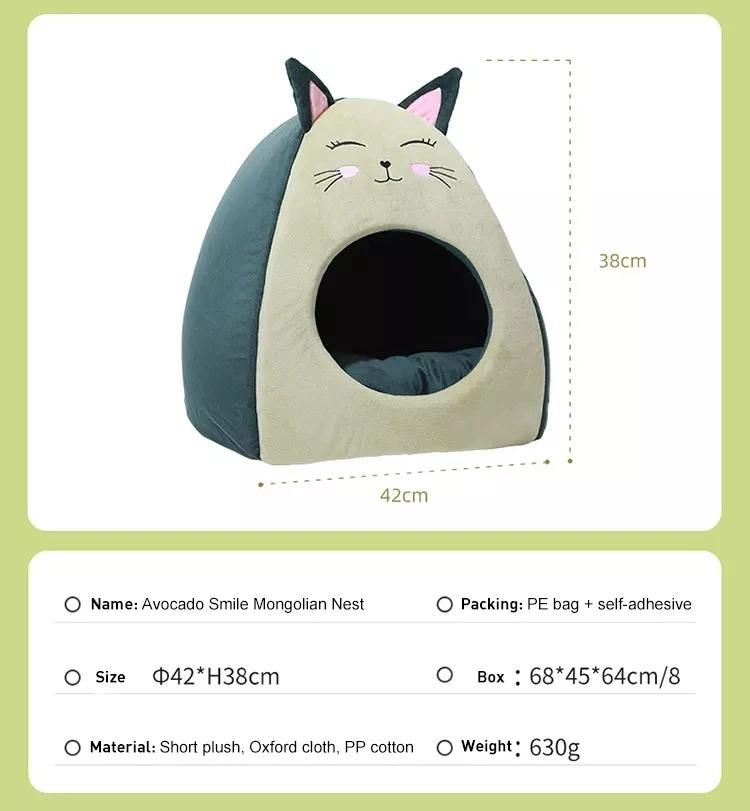 Lovely Plush Cotton Oxford Cat Round Bed for Luxury Living