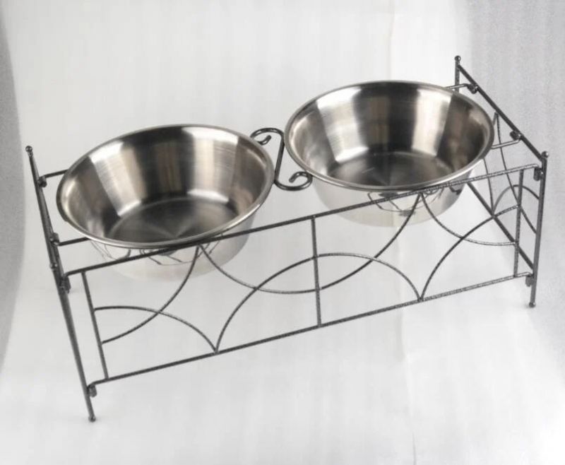 96oz to 128oz Durable Metal Stainless Steel Pet Feeder Bowl with Stand