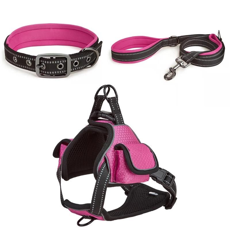 Amazon Hot Style Factory No Pull Dog Harness Adjustable Reflective Oxford Easy Control Dog Harness with Heavy Duty Dog Leash Set