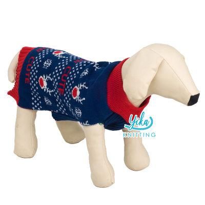 Xmas Round Neck Cashmere Knit Pet Vest Cartoon Pattern