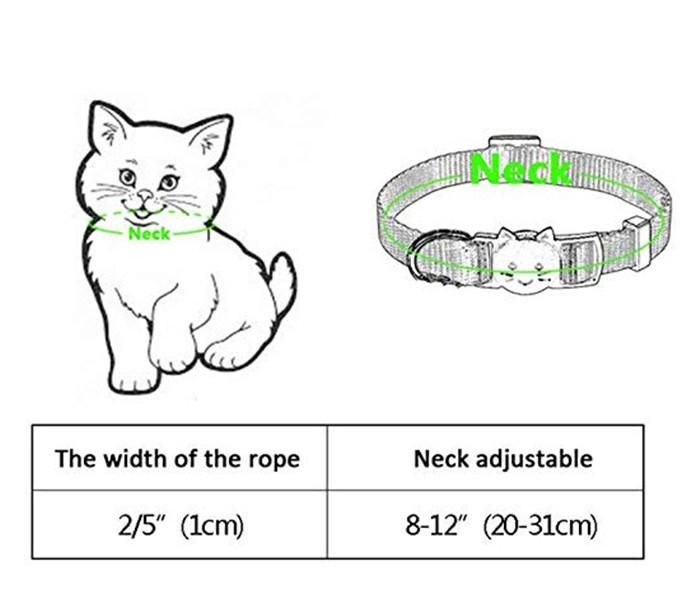 Adjustable Nylon Cat Collar with Plastic Cat Buckle and Bells