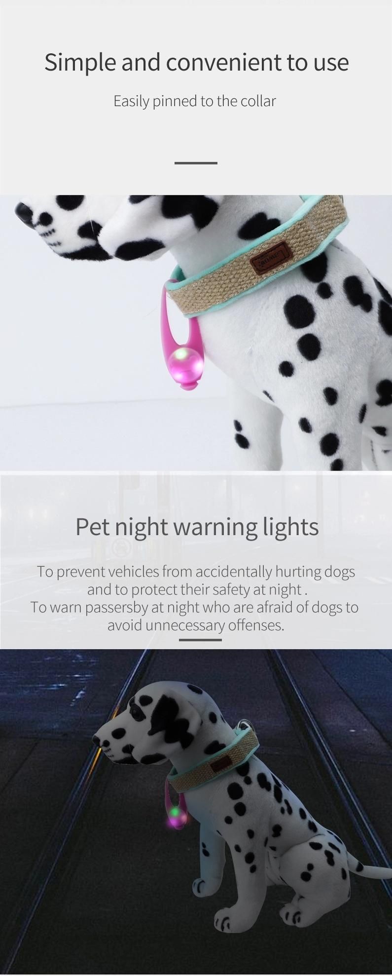 Dog Collar Light Safety Flashing Silicone Clip on Pet Collar Pendant for Dogs and Cats Designed for Night Walking