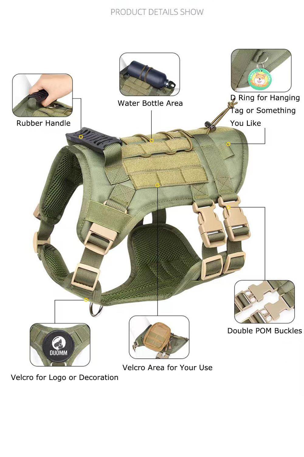 out Door Tactical Dog Harness for Hiking Training No Pull Vest Harness