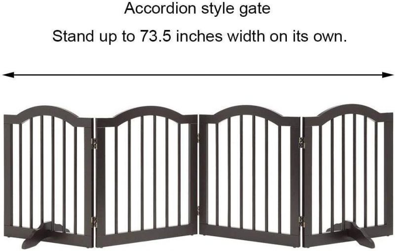 Custom Freestanding Wooden Gate Foldable Support Feet Dog Indoor Pet Gate Panels for Stairs