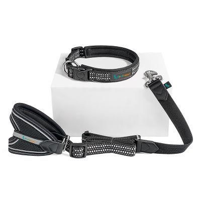 Reflective Webbing Neoprene Nylon Glove Dog Leash and Collar Set