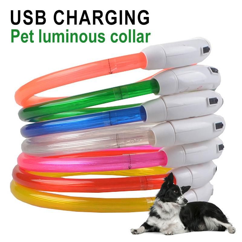 USB Charging Pet Collar LED Tube Flashing Night Dog Collars Glowing Safety Pets Collar