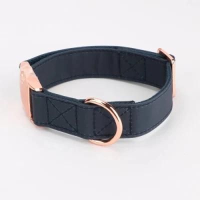 Fascinating Gold Metal Hardware Dog Collars with Waxed Canvas Material