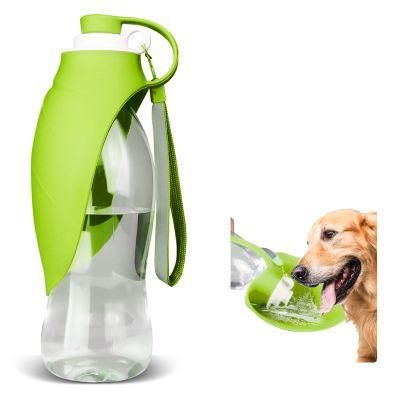 580ml Portable Pet Dog Water Bottle Soft Silicone Leaf Dispenser