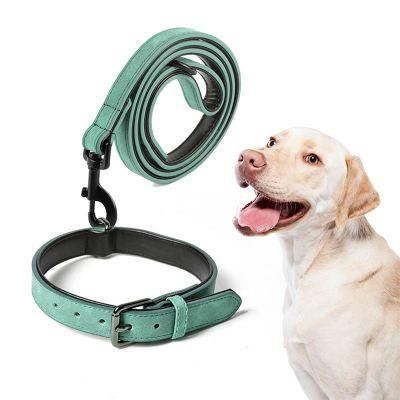 Wholesale Portable Zinc Alloy Buckle Microfiber Leather Cotton Cat Dog Leash Collar Set