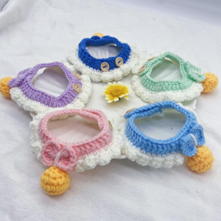 Cat Collar Factory Direct Sales Handmade Crochet Wool Cat Collar Photo Shoot Cute Pet Collar