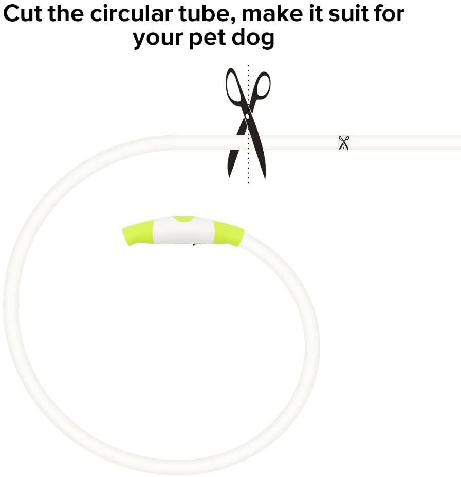 Spupps Light up Dog Collar with Water Resistant Cuttable Function for Small Medium Large Dogs
