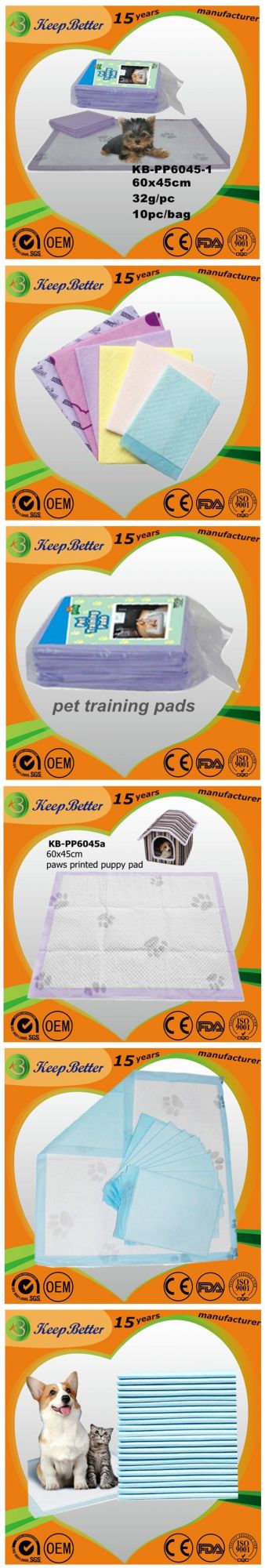 Factory Super Absorbent Disposable Pet Puppy Training Wee Wee Pads