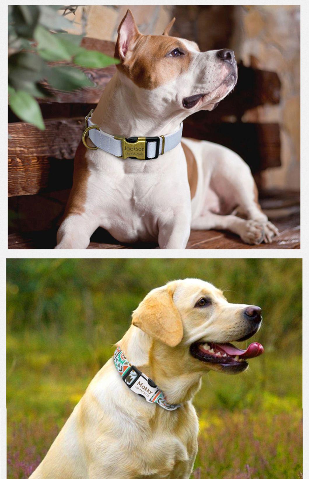 OEM Custom Luxury Personalized Name Plate Logo Adjustable Plain Polyester Pet Dog Collar