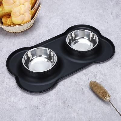 2022 Best Selling Pet Products Durable Silicone Stainless Steel Dual Pet Bowls &amp; Feeders