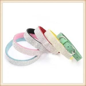 Hot Selling Quality Pile Fabric Dog Cat Collars with Bling (KC0138)