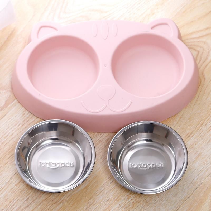 Cute Cat Bowl Pet Bowls Dog Food Double Bowl Pet Cat Feeder