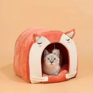 Warm Indoor Pet Cats Sleeping Nest Foldable Dog House Bed with Mattress