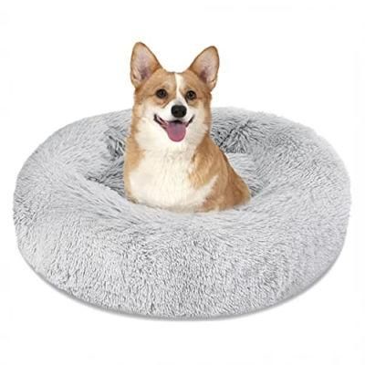 Calming Dog Cat Bed Warming Cozy Soft Dog Round Bed