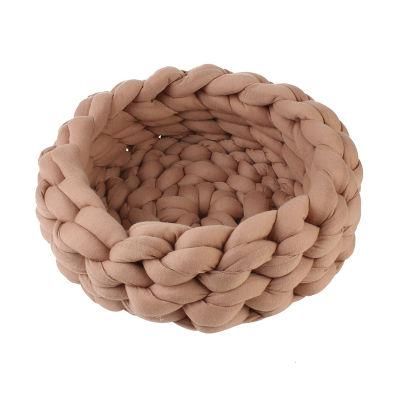 100% Natural Luxury Crochet Arm Knit Giant Chunky Cotton Tube Cave Pet Dog Cat Bed