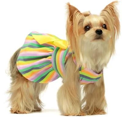100% Cotton Striped Dress Cat Vest Puppy Shirts Colorful Printed Dog Dresses Pet Clothes for Doggie