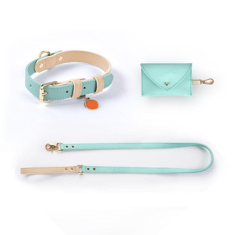 Pet Supply Designers Personalized Luxury Braided Real Cow Wide Vegan Leather Dog Collar and Leash Set