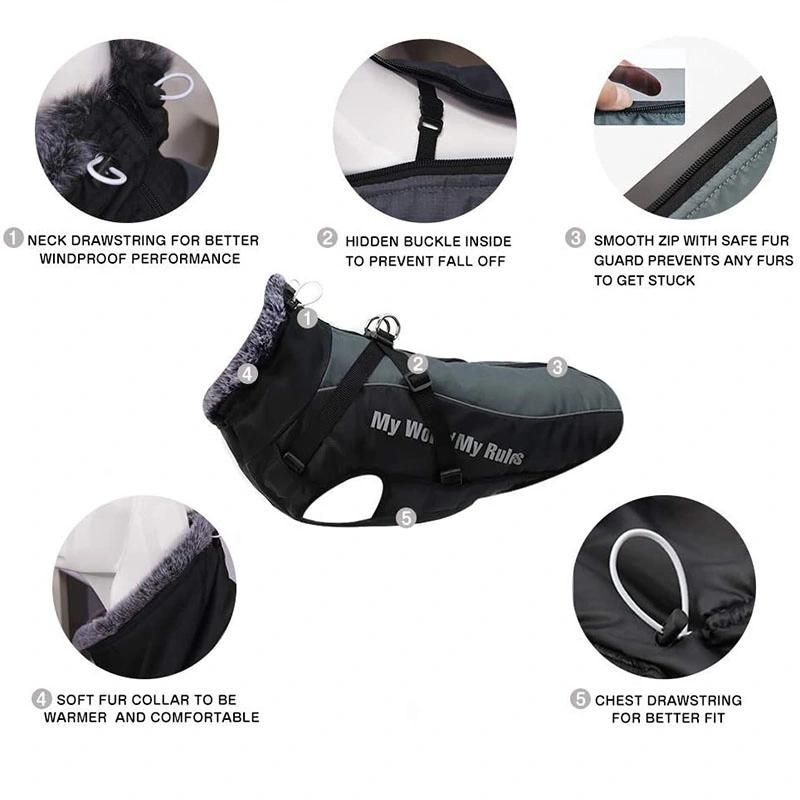 Popular Fashionable Large Dog Coat Waterproof Reflective Pet Jacket