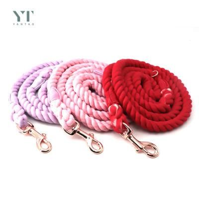 Custom New Arrival Adjustable Tactical Cotton Hemp Rope Dog Leash Rope Cotton Dog Leads