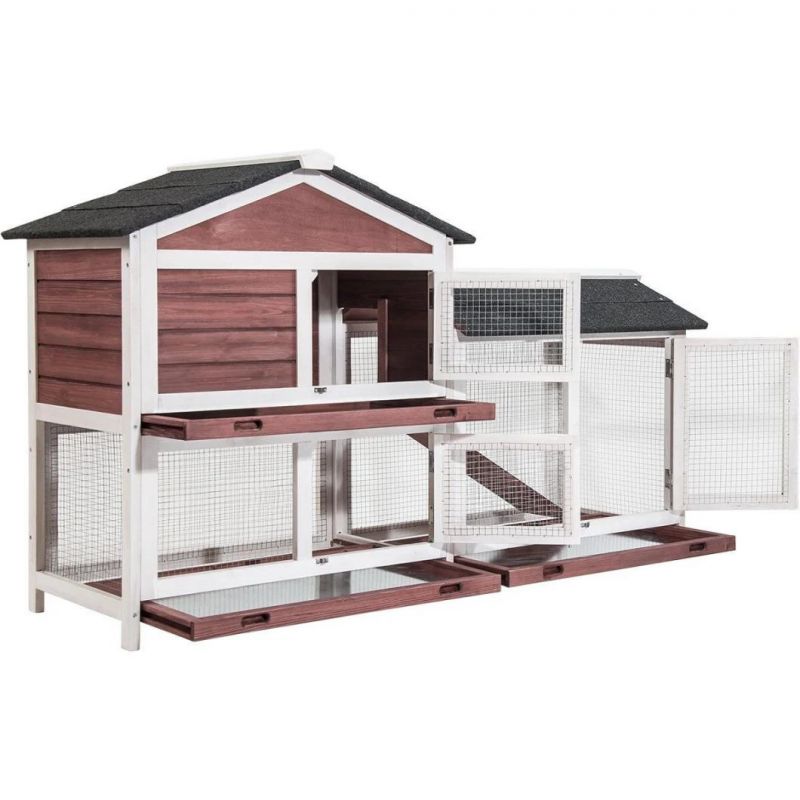 Durable Outdoor Fir Wood Rabbit Hutch for Sale