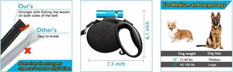 Retractable Lead Protective Bungee Leash for Medium Large Dogs