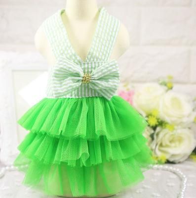 China Pet Dog Dress Stripe and Pure Colour Ceremonial Robe