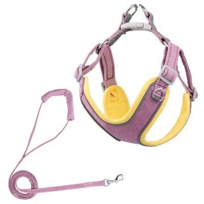 Purple and Yellow Dog Vest Harness No Pull Pet Harness Set