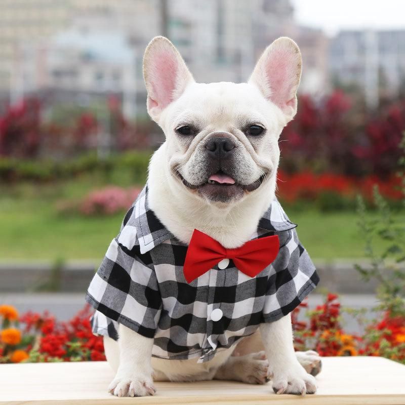 Soft Casual Dog Blue and Black Plaid Shirt Gentle Western Shirt Dog Clothes Dog Cotton Shirt