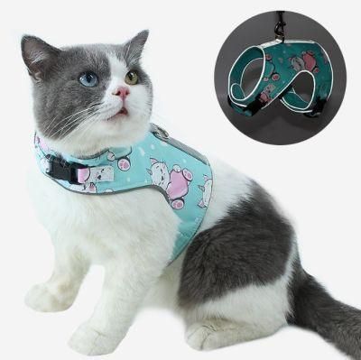 Supplier Wholesale Vest-Style Reflective Cat Chest Back Traction Sublimation Pet Dog Leash Set