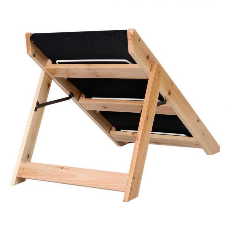 Dog Ramp Foldable Dog Ladder with Non-Slip Carpet Adjustable Pet Ramp Wooden Dog Ramp