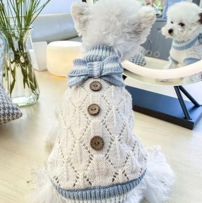 Soft Warm Dog Sweater Cute Knitted Dog Winter Clothes Classic Plaid British Style Dog Coats