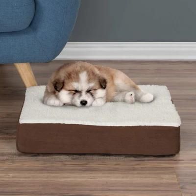 Orthopedic Sherpa Top Pet Bed with Memory Foam and Removable Cover