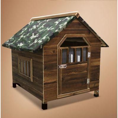 Solid Wood Warm Outdoor Indoor Carbonized Anticorrosive Rainproof Solid Wood Dog Cage Kennel Dog House Pet Villa Furniture Amaw-0127