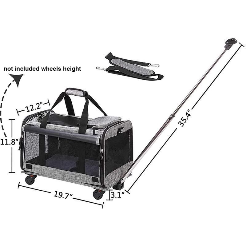 in Stock Wholesale Pet Cat Dog Bag Foldable Trolley Pet Carrier Pet Trolley