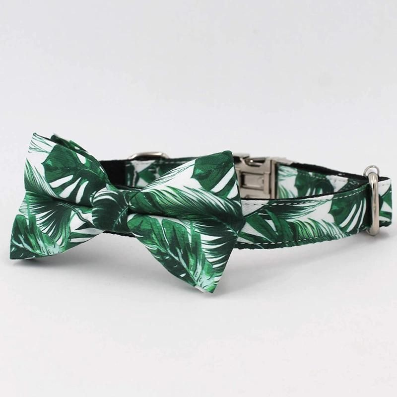 Custom Pattern Dog Collar with Bow Tie Ajustable Dog Accessories Designer Fashion Luxury Pet Collar